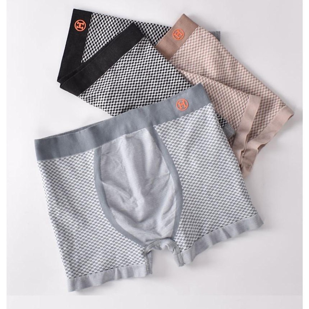 Hộp 3 Quần Sịp Nam Boxer - Quần Lót Nam Cotton Co Giãn 4 Chiều Chữ H Màu Cam