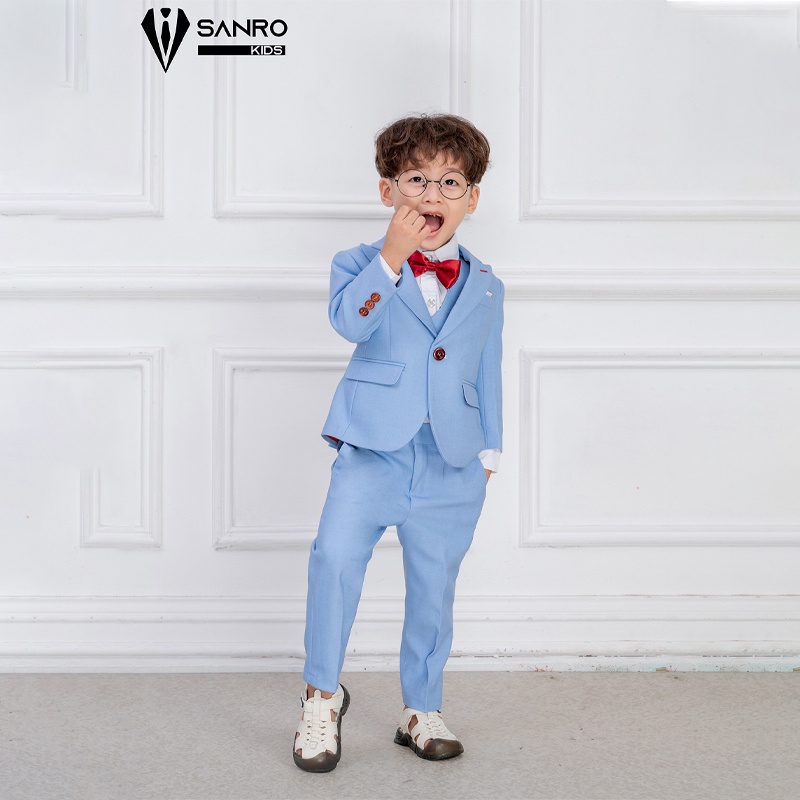 Bộ vest bé trai thiết kế màu xanh da trời
