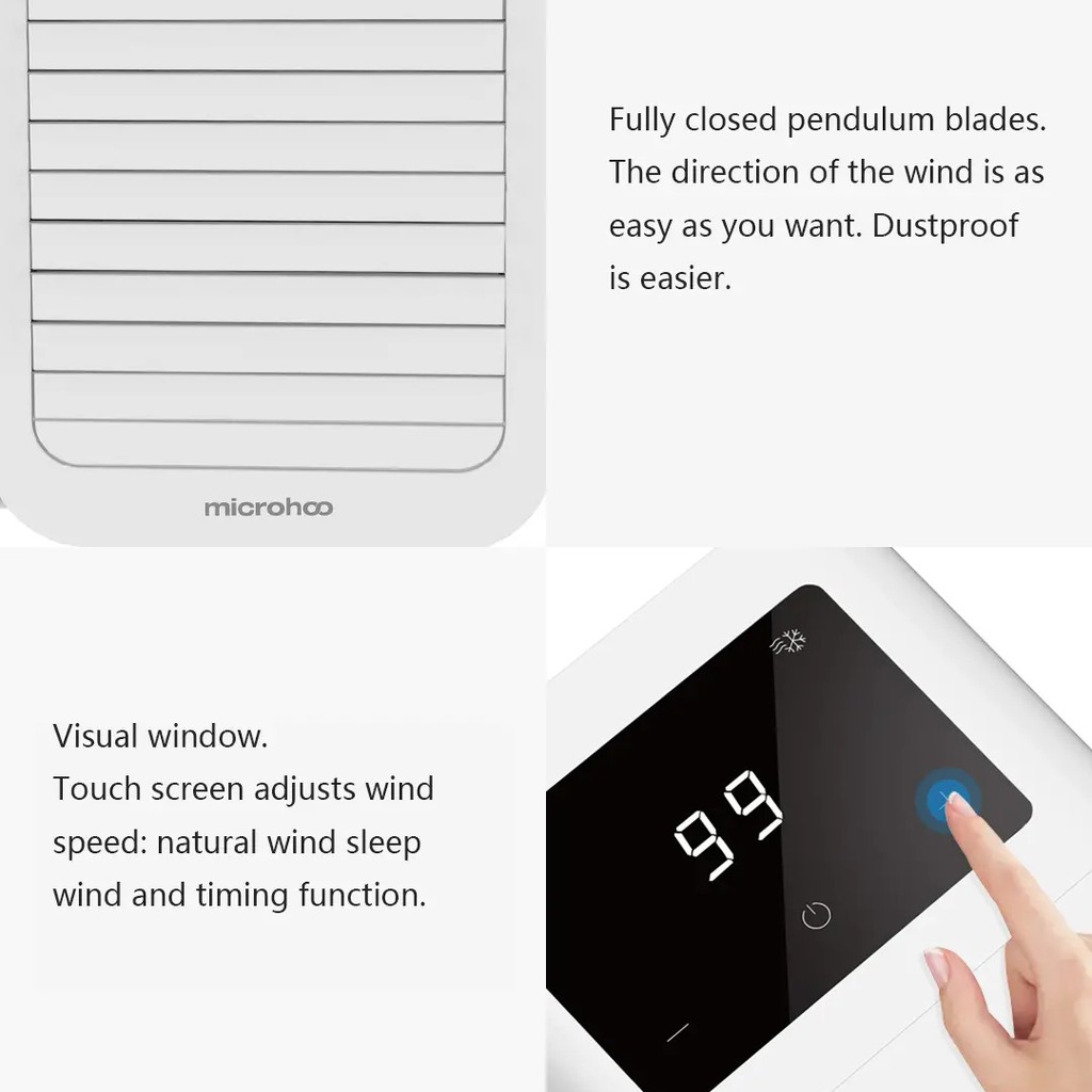Quạt Điều Hòa Không Khí Xiaomi Microhoo MH01P Mini Màn Hình Cảm Ứng Có Hẹn Giờ Cho Văn Phòng