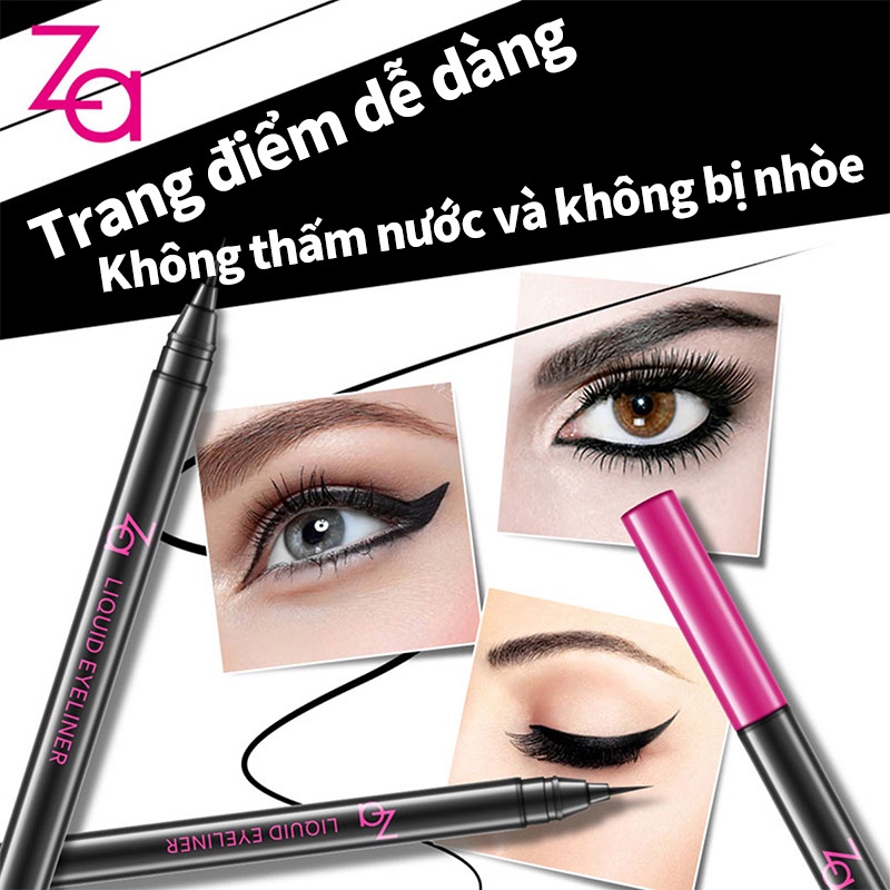 Bút kẻ mắt nước Za BK999 màu đen kháng nước lâu trôi không bị nhòe nhanh khô 0.5ml