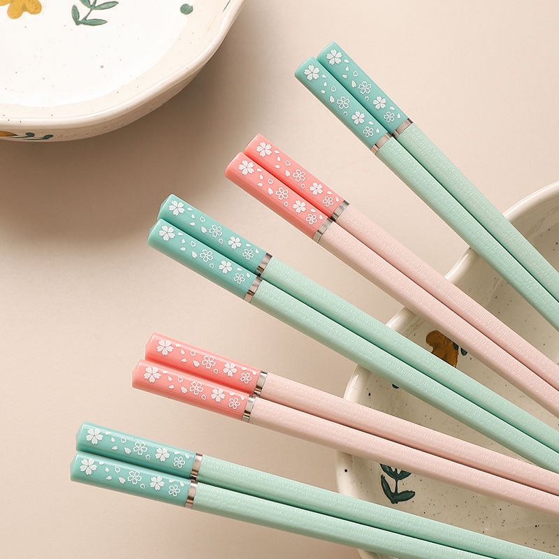 Set 5 đôi đũa hợp kim sợi thủy tinh tổng hợp thời trang Nhật Bản an toàn tái sử dụng