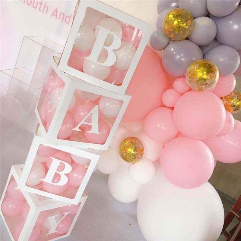 Hộp đựng bong bóng trong suốt màu trắng A-Z trang trí tiệc DIY
