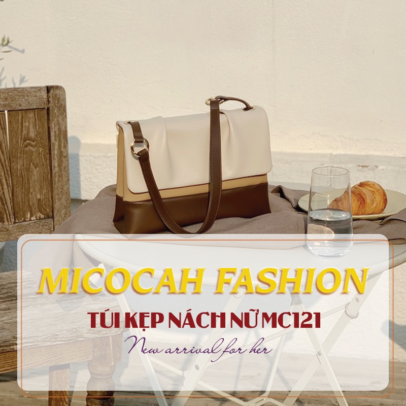 Túi kẹp nách nữ đeo vai đeo chéo chính hãng MICOCAH dáng công sở thời trang phối màu Vintage da cao cấp cực đẹp MC121