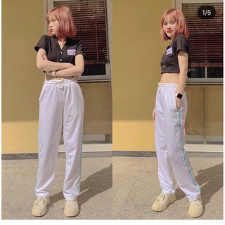 Set Quần Suông + Crop V Logo
