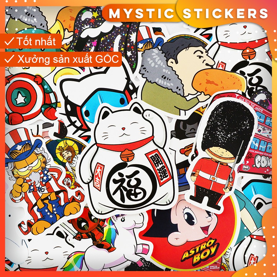 [SET TỔNG HỢP #5] 100 Sticker chống nước/ trang trí, set mix ,dán xe laptop mũ bảo hiểm vali...