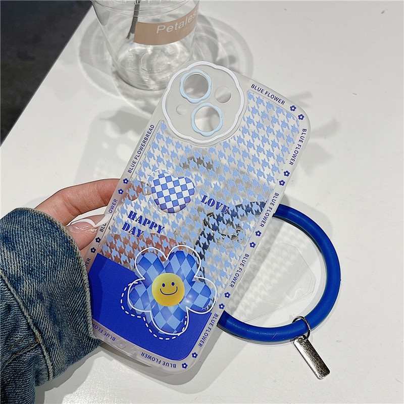 Ốp lưng iphone Ốp Điện Thoại Silicon Hình Hoa Mặt Cười Có Vòng Đeo Tay Cho Apple Iphone 13Promax iPhone14pro 78plus/X/XR// Promax/Mini Dinuo case