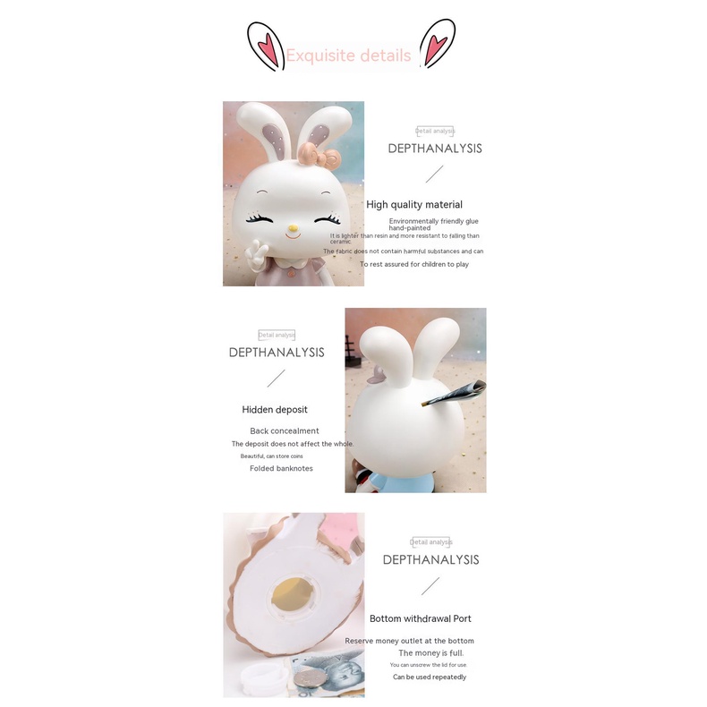 Ống Heo Tiết Kiệm Hình Thỏ Bunny Dễ Thương Quà Tặng Bạn Bè Sinh Nhật Thôi Nôi Bé Gái siêu con heo đất tiết kiệm tiền phim hoạt hình dễ thương sáng tạo dễ thương
