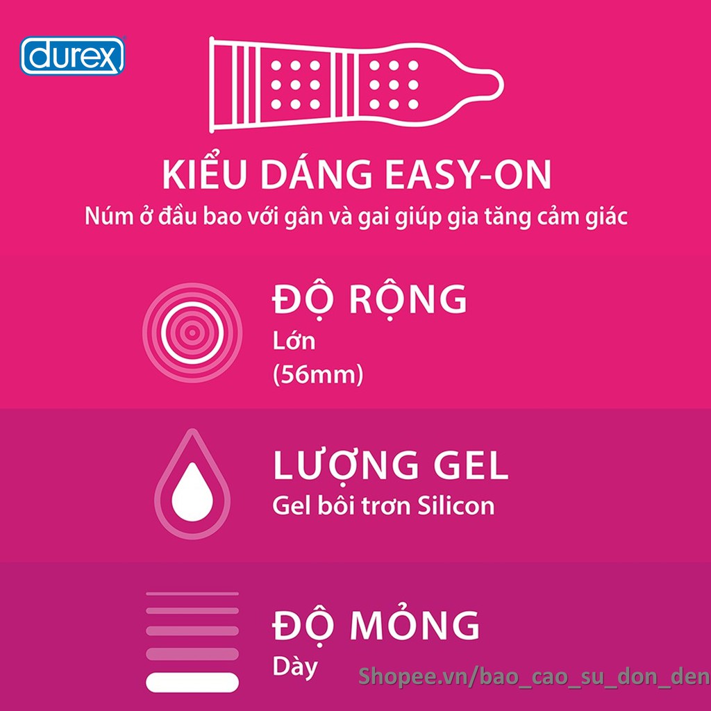 [BAO CAO SU DUREX ] Combo 04 hộp Bao Cao Su DUREX siêu mỏng + gân gai + size nhỏ + kéo dài thời gian chính hãng