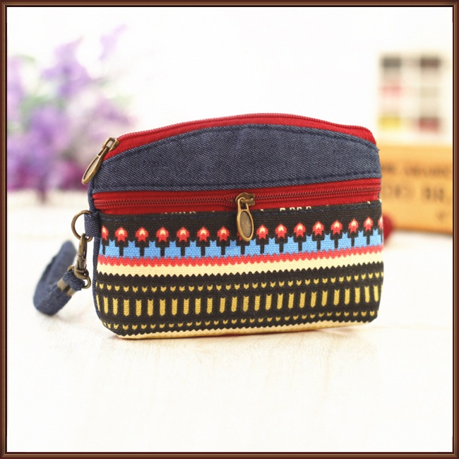 Ví Đựng Tiền Xu Mini Họa Tiết Thổ Cẩm Dành Cho Nữ