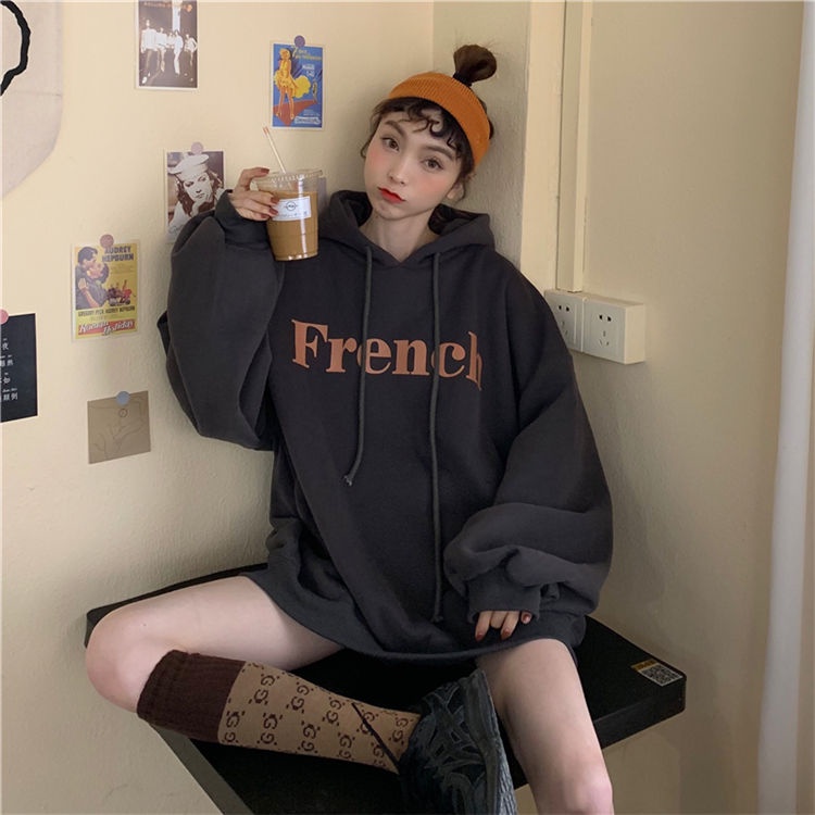 COZOK Áo Hoodie Dáng Rộng Dài Tay Thời Trang Cá Tính