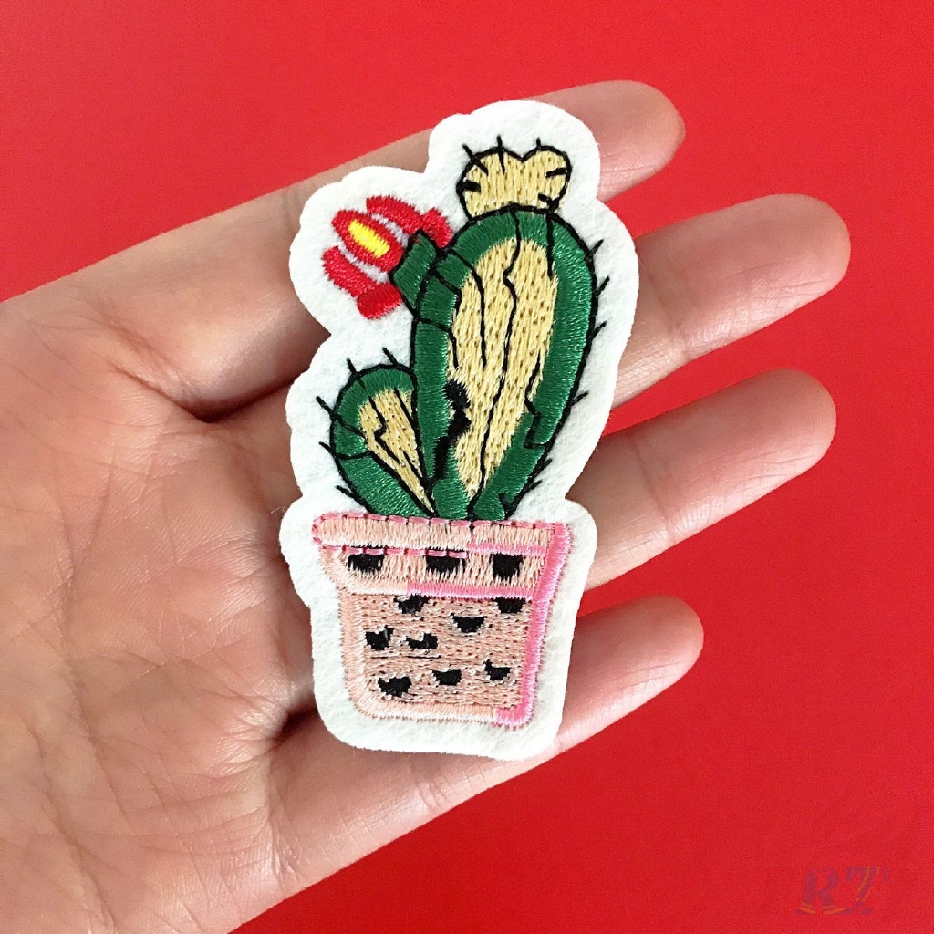 ☸ Sticker Ủi Thêu Hình Cây Xương Rồng Hoạt Hình Ngộ Nghĩnh ☸ 1 Sticker Ủi Thêu Hình Huy Hiệu
