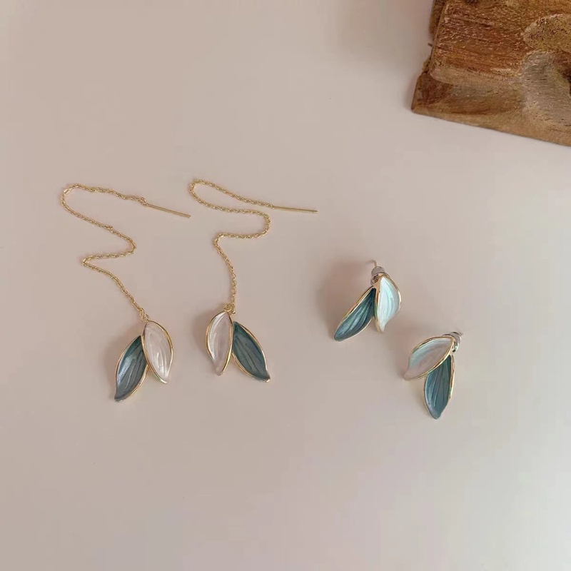 Khuyên Tai Hình Lá Thiết Kế Đơn Giản Cá Tính Hợp Thời Trang