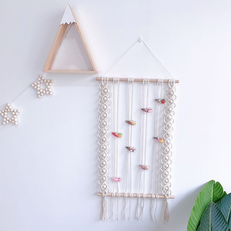 Giá Đỡ Kẹp Tóc Macrame Đan Sợi Tua Rua Phong Cách Bắc Âu