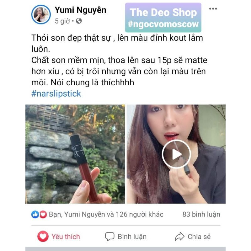 [Sẵn sale fullsize fullbox] Son bóng Nars Aragon | BigBuy360 - bigbuy360.vn