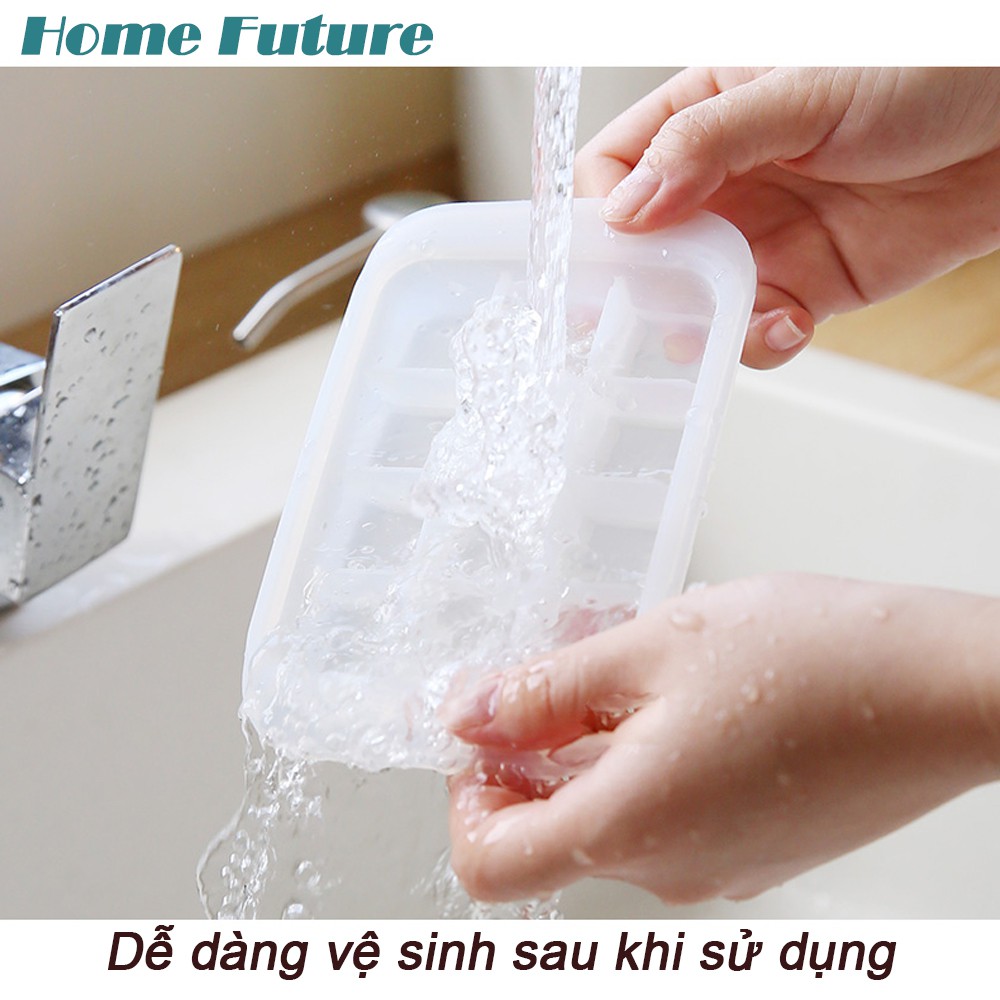 Khay Đá Silicone Siêu Dẻo 24 Ô, Có Nắp Đậy Ngăn Mùi Tủ Lạnh