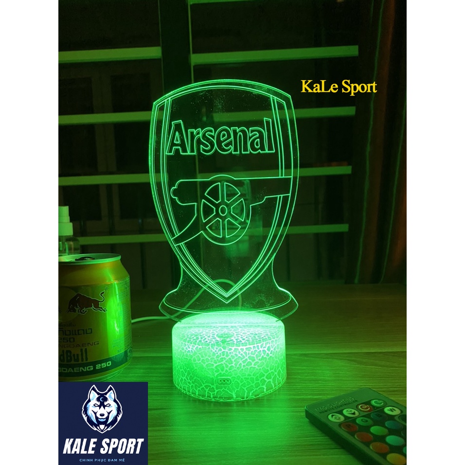 Đèn ngủ 3D CLB bóng đá Arsenal đế pha lê kèm điều khiển từ xa - Đèn Led 16 màu