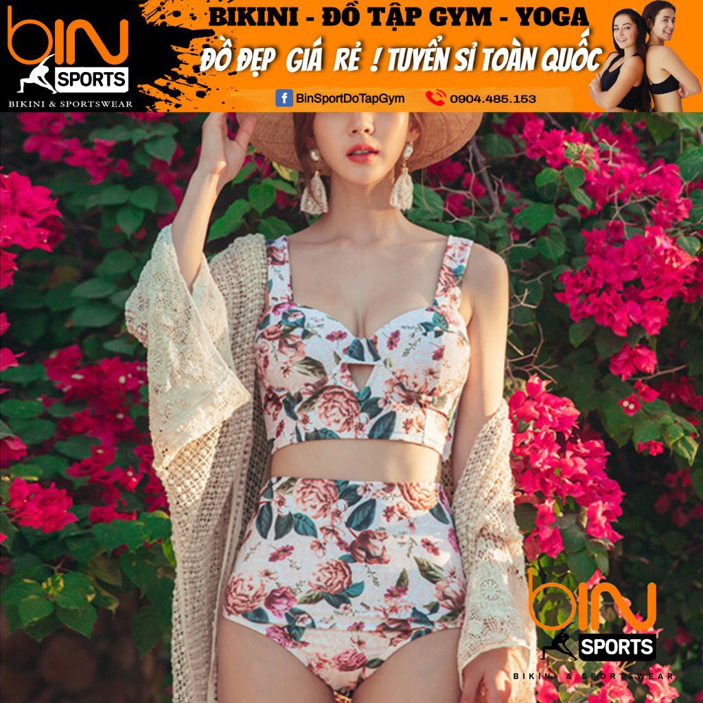 Bikini Bộ Đồ Bơi Hai Mảnh Hoa Trắng Hàng Nhập Cao Cấp BHN012