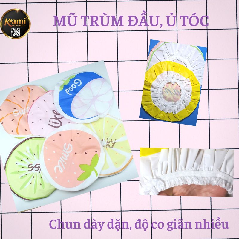 Mũ trùm đầu chụp tóc chống thấm nước hàng loại đẹp dày dặn - giao màu ngẫu nhiên
