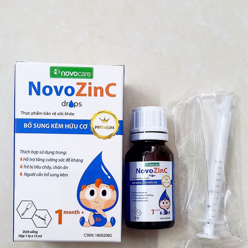 Kẽm hữu cơ Novozinc drops lọ 15ml. Hỗ trợ tăng đề kháng cho trẻ sơ sinh, phụ nữ có thai, cho con bú
