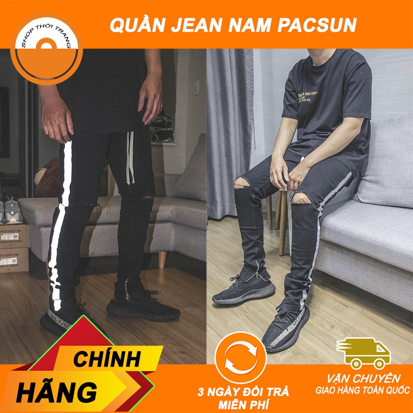 [Sale 3 ngày] QUẦN JEAN NAM LINE PHẢN QUANG RÁCH GỐI PACSUN . ↺ .new ♭