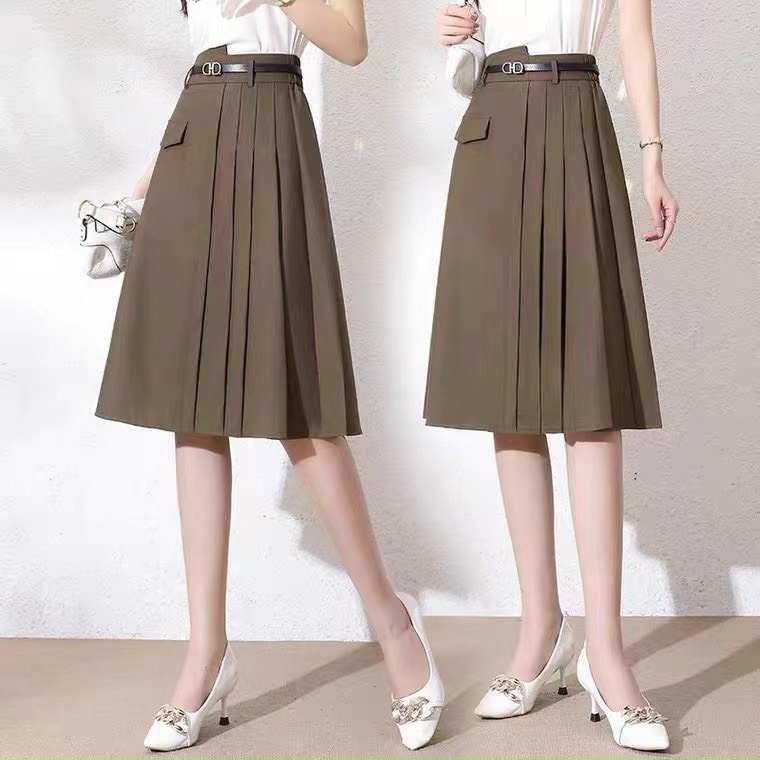 Chân váy xòe xếp ly kèm đai - Hàng Quảng Châu