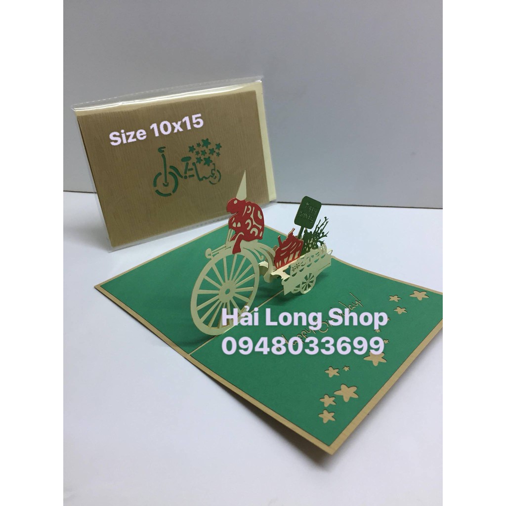 Rùa Chở Quà ( sinh nhật ) -Birthday - Thiệp 3D