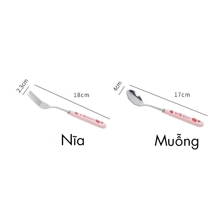 Hộp Muỗng, Đũa Cơm Trưa Ichigo Strawberry
