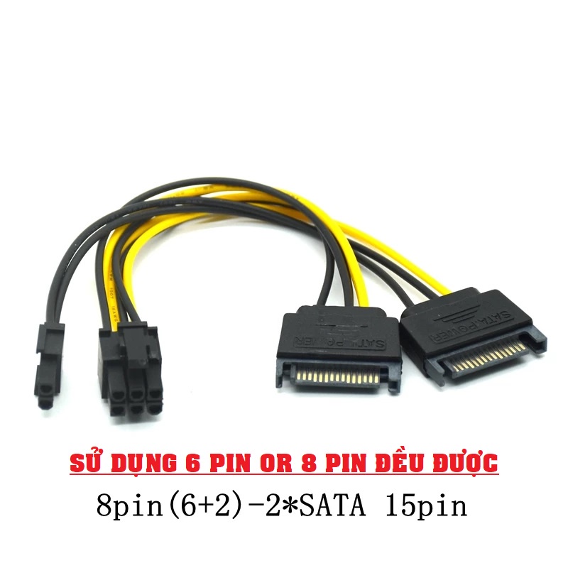 Dây chuyển nguồn SATA ra 6 Pin cho card đồ hoạ