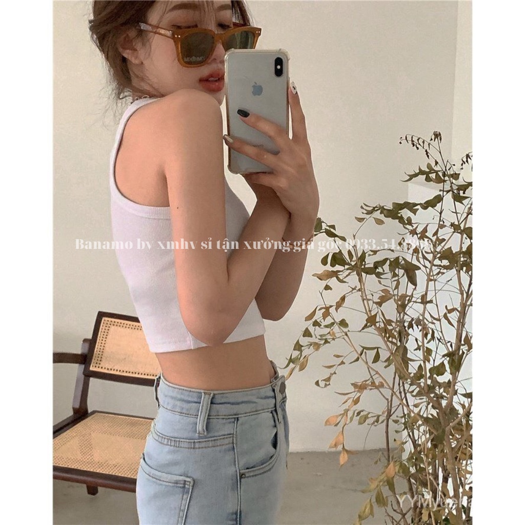 Áo nữ croptop 3 lỗ bozip co giãn 4 chiều phong cách sexy siêu đẹp thời trang Banamo Fashion áo 3 lỗ 3129
