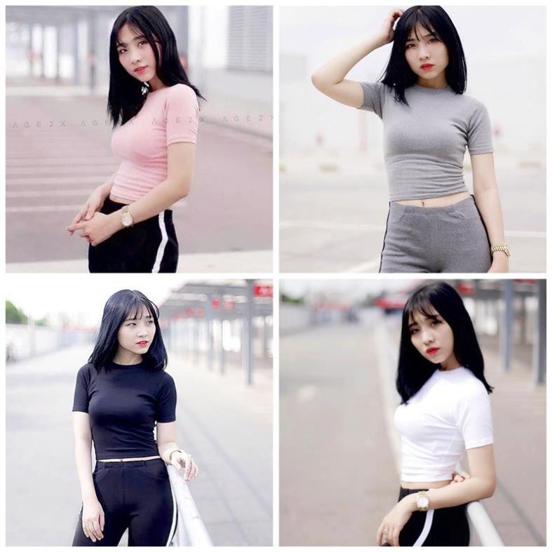 Áo croptop Madela, Áo croptop nữ tay ngắn dáng ôm body chất liệu vải cotton bozip  ྇