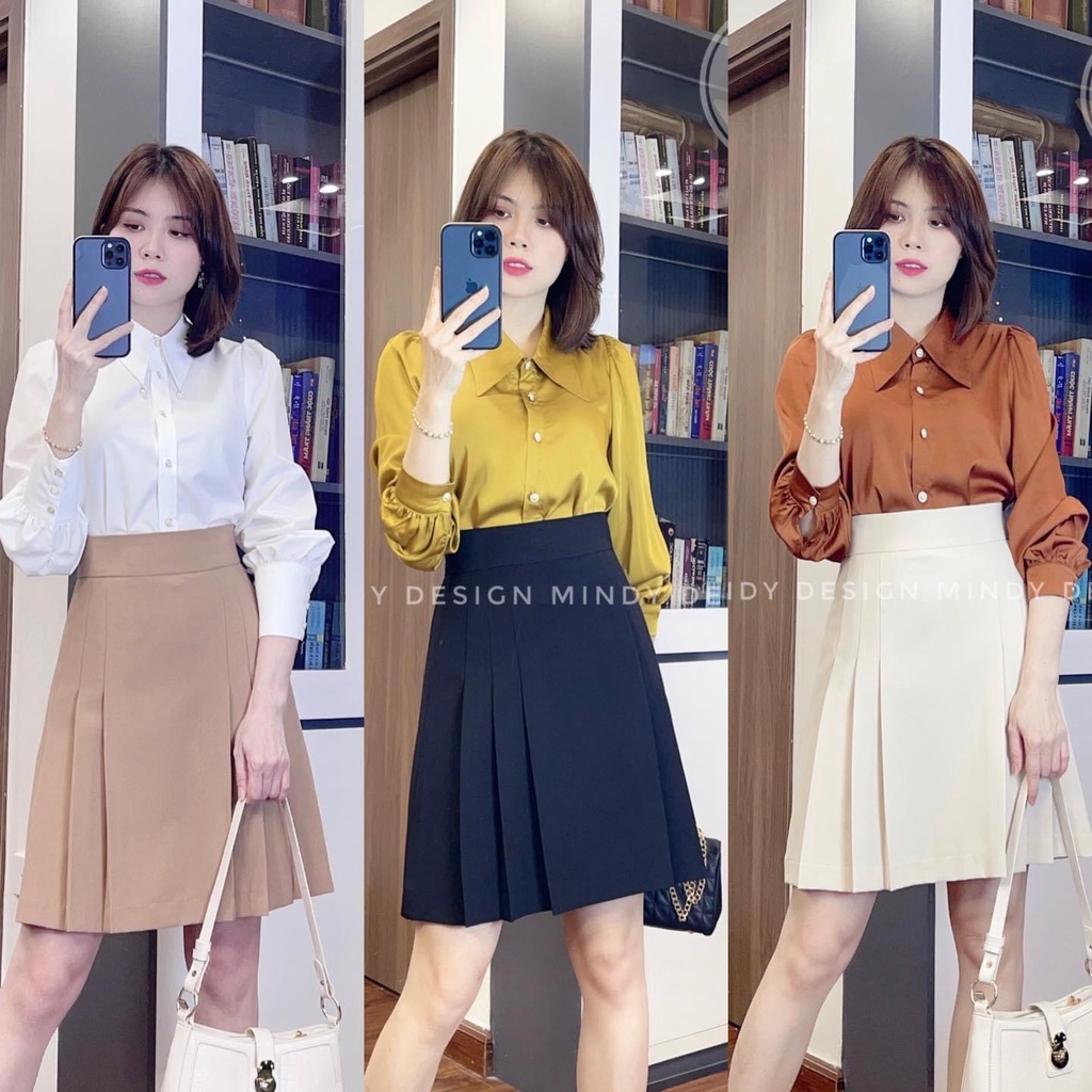 Chân váy chữ A phong cách công sở tới gối dài 50cm, 6 Li 50