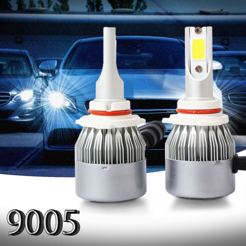 4 Pcs C6 LED Car Headlight Kit COB 36W 7600LM White Light Bulbs, 2 Pcs 9005 & 2 Pcs H1