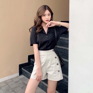 Áo sơ mi nữ cổ vest form rộng kiểu dáng vintage Hàn Quốc freesize dưới 60kg | BigBuy360 - bigbuy360.vn