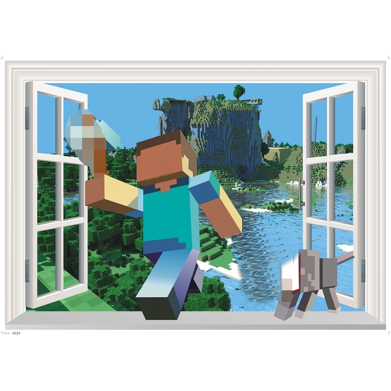 Minecraft Decal ❥ 🍎 Dán Giấy Dán Tường Creeper Steve Trò Chơi Hoạt Hình Cho Trẻ Em Phòng Steve Trang Trí Nhà Tiệc