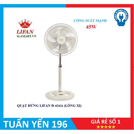 Quạt Đứng Lifan Đ-616A (Trắng - Lồng Xi)-Bảo Hành 1 năm