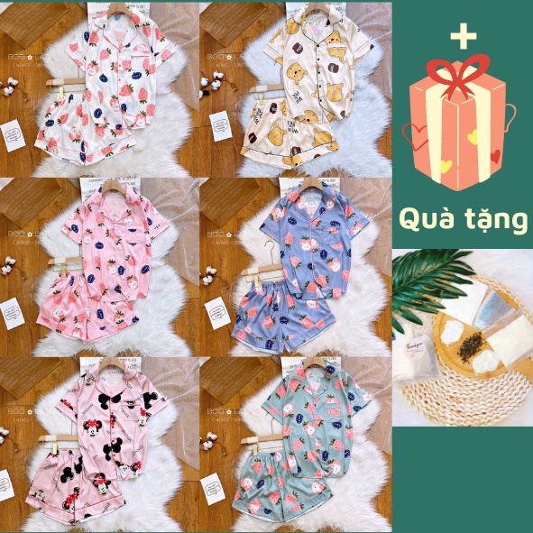 |Tặng Set Trà Sữa| Đồ Bộ Lụa Pijama Mặc Nhà đùi vải latin cao cấp | BigBuy360 - bigbuy360.vn