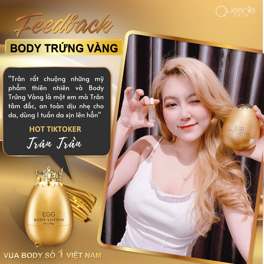 [Tặng 2 Phần Quà] Kem Body Trứng Vàng 2 Lòng Queenie Skin 2024 - Kem Trứng Vàng Queenie Skin