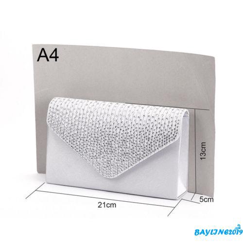 Ví cầm tay dự tiệc kiểu phong bì đính hạt kim tuyến lấp lánh thời trang