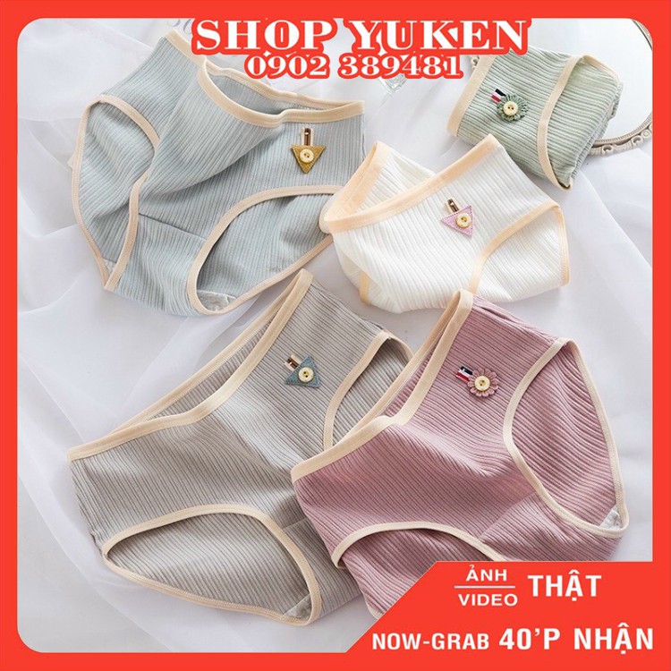 ♥️ Shop Uy Tín ♥️Quần lót cotton gân tăm huy hiệu Q0008