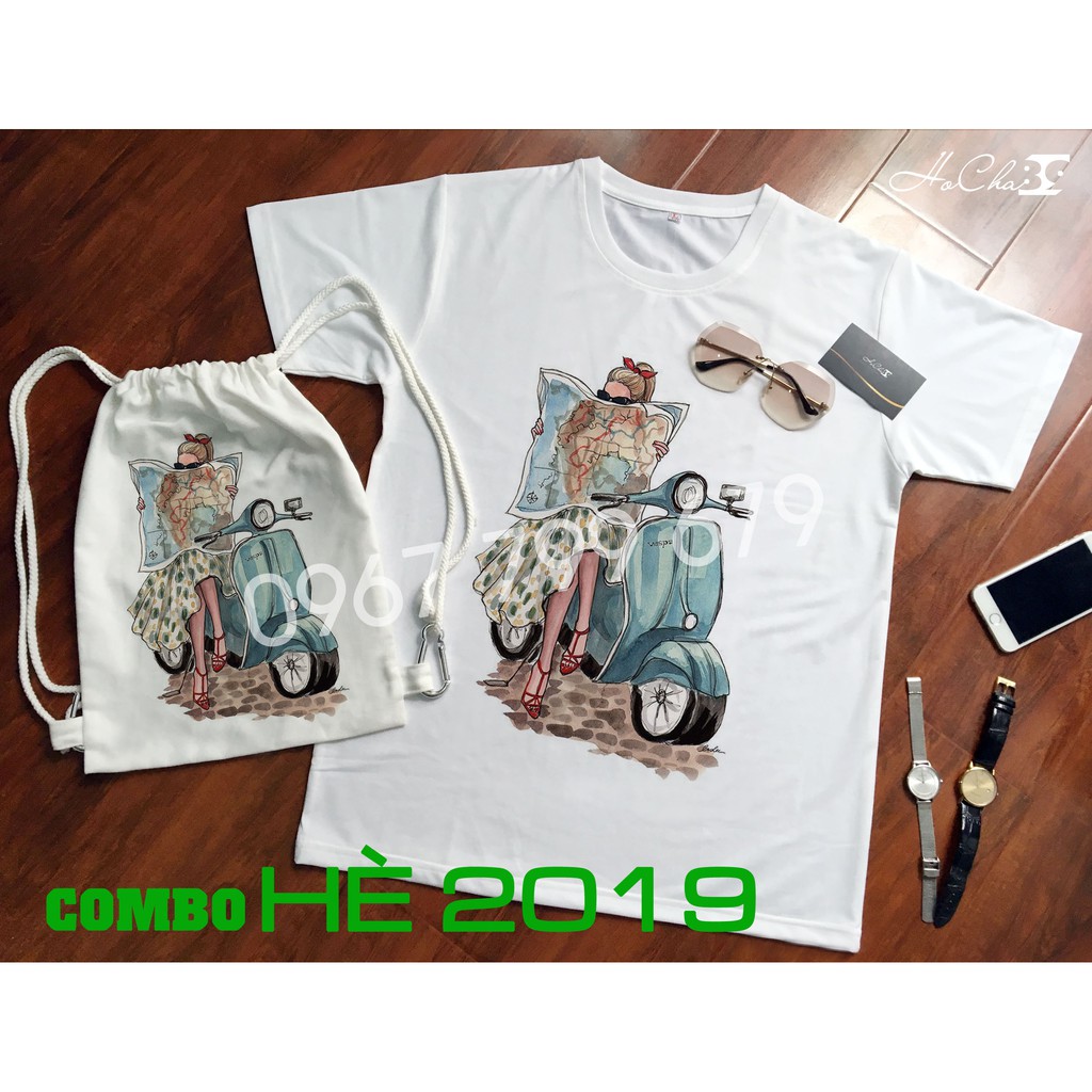 COMBO Áo thun + Balo Canvas 6 công dụng | VESPA GIRL