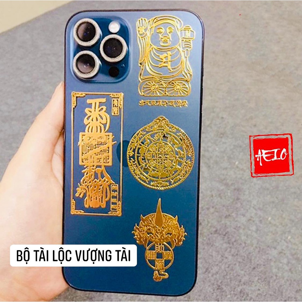 Bộ 4 Miếng Dán Linh Phù Tài Lộc Vượng Tài ☯️ Linh Phù Dán Điện Thoại Phong Thủy