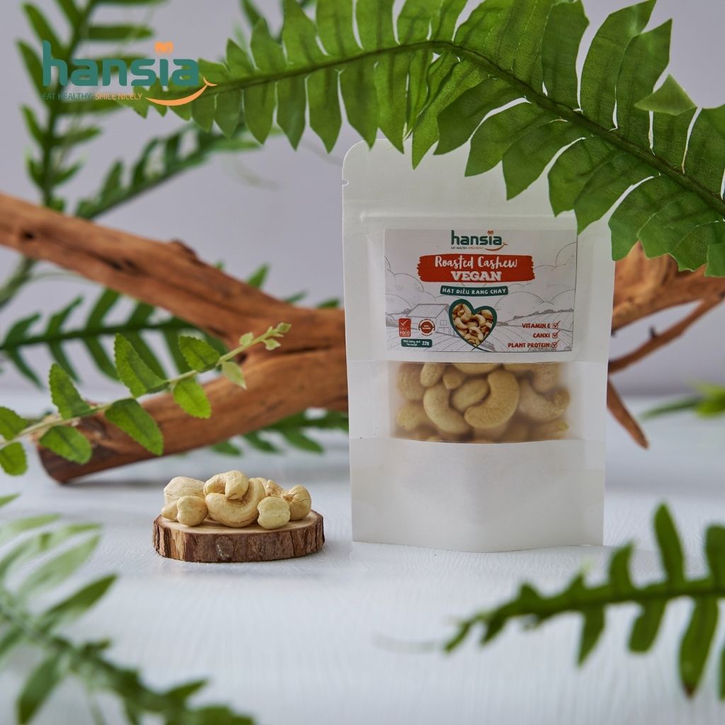 Hạt Điều Rang Chay Organic HANSIA Vị Tự Nhiên, Thơm Ngậy Hàm Lượng Dinh Dưỡng Cao Phù Hợp Cho Nhiều Lứa Tuổi Túi Zip 22g