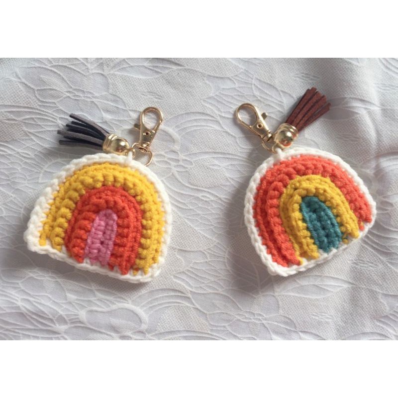 [Móc khoá len handmade] - Móc khoá cầu vồng bằng len - Móc khoá handmade-  Rainbow Key chain