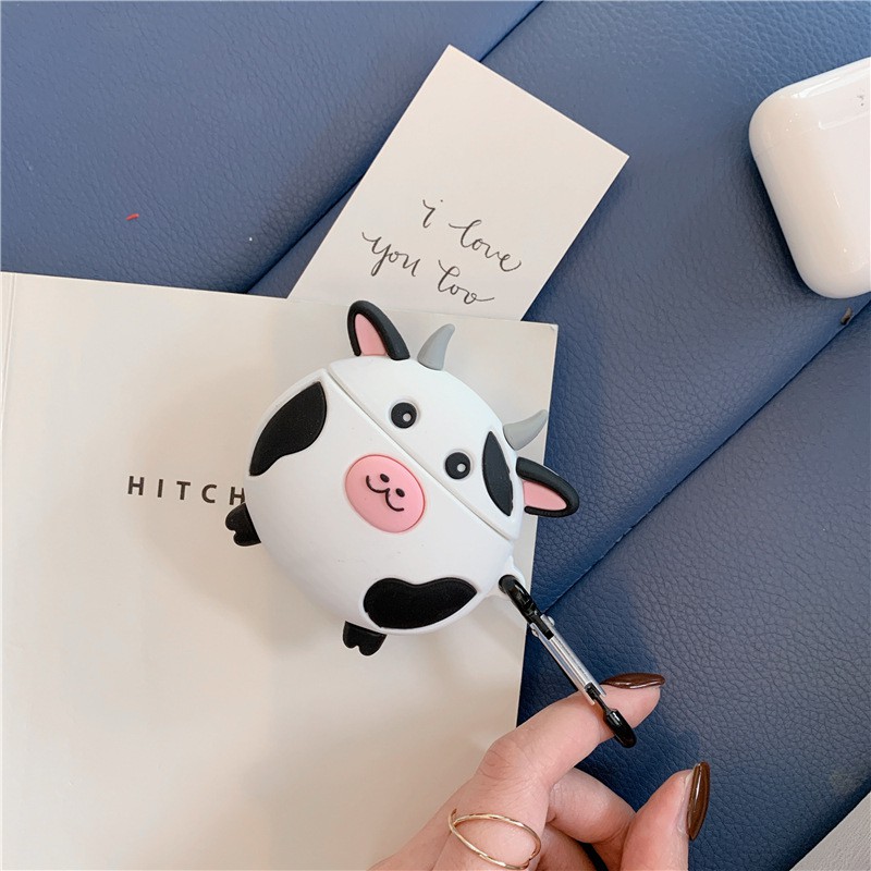 ☘️Tặng kèm móc☘️ Case bao Airpod 1 2 Bò sữa siêu đáng yêu - Vỏ bọc Cover đựng tai nghe không dây