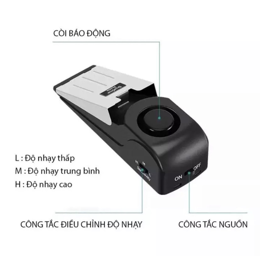 Thiết bị chống trộm thông minh - Chuông chặn cửa báo động thông minh âm lượng chuông báo120dB  3 chế độ âm thanh