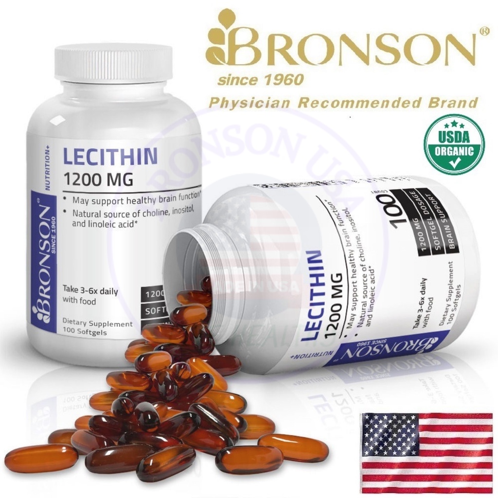 Organic Vitamin Lecithin 1200mg - 100 viên Mỹ - Chống tắc tia sữa, đẹp da, giảm cholesterol, tăng cường trí nhớ