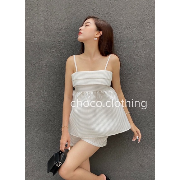 Set bộ 2 dây chất sốp gồm áo và quần short phồng summer