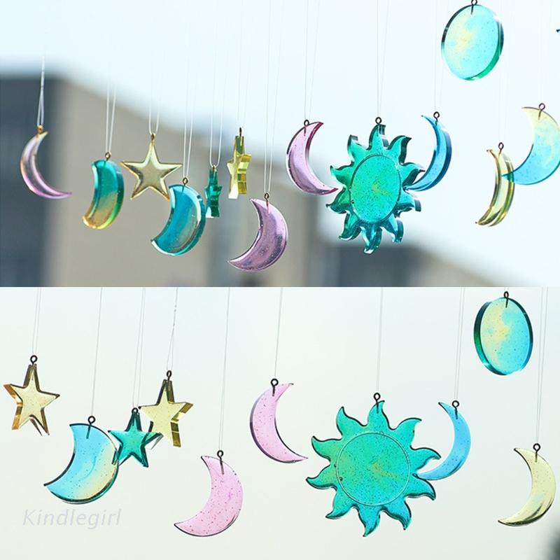 Khuôn Silicone Làm Mặt Dây Chuyền Hình Trăng / Mặt Trời / Mặt Trăng / Ngôi Sao