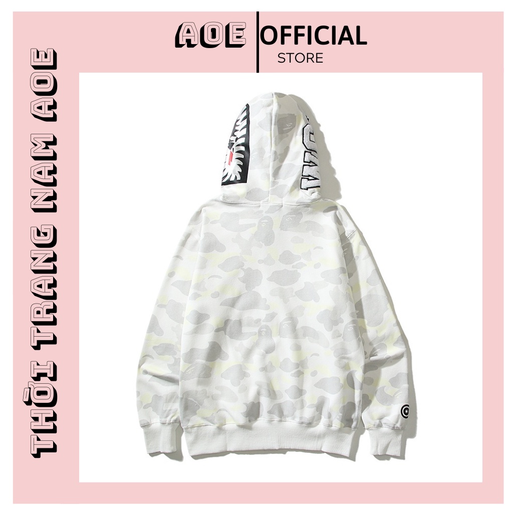 Áo khoác cá mập bape áo hoodie Cặp nam nữ có dây kéo unisex Phong Cách hàn quốc