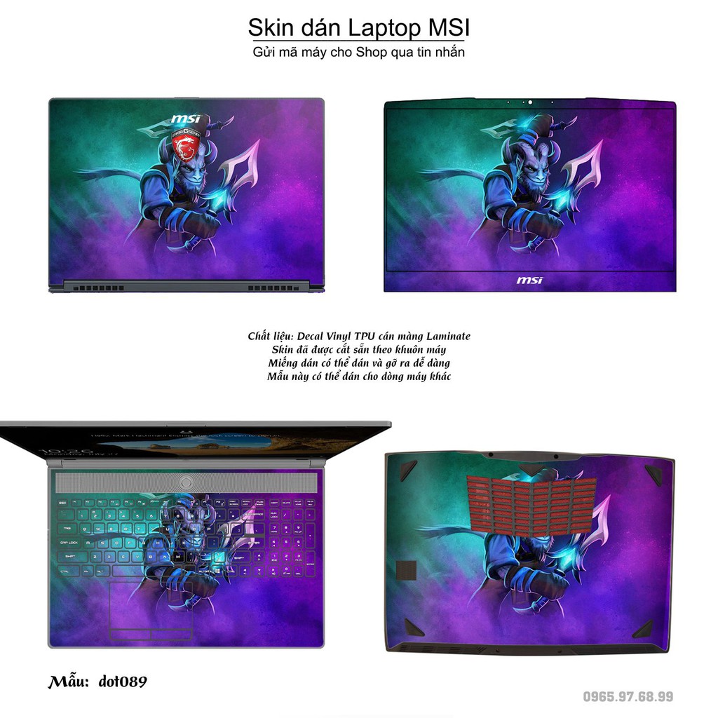 Skin dán Laptop MSI in hình Dota 2 nhiều mẫu 15 (inbox mã máy cho Shop)